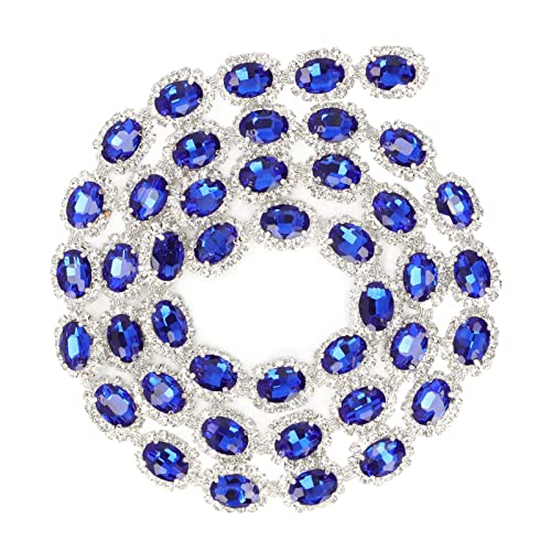 GLOGLOW 1 Yard Strasskette, Blaue Kristallkette, Ovale Form, Glänzende Strassfransen Zum Nähen von Schmuck, Basteln, Heimwerken GLOGLOW 1 Yard Strasskette, Blaue Kristallkette, Ovale Form, Glänzende Strassfransen Zum Nähen von Schmuck, Basteln, Heimwerken von GLOGLOW