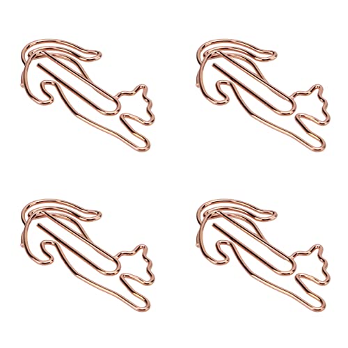 GLOGLOW 20 Stück Katzen-Büroklammern, Rostfreier Galvanisierungsprozess, Verblassende Büroklammern, Tierformen, Roségoldene Metallklammern für Schule, BürobedarfKlammern & Ringe von GLOGLOW