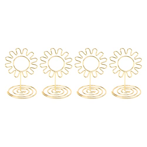 GLOGLOW 20PCS Draht Tisch Bild Halter, Foto Tisch Karten Halter Vergoldeter Eisendraht mit Sonnenblumen-Design für Hochzeits-Jubiläums-Party Büro-Dekor (GOLD) von GLOGLOW
