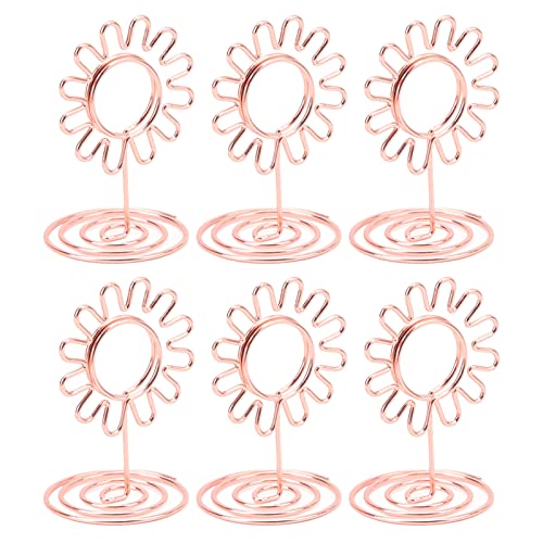GLOGLOW 20PCS Draht Tisch Bild Halter, Foto Tisch Karten Halter Vergoldeter Eisendraht mit Sonnenblumen-Design für Hochzeits-Jubiläums-Party Büro-Dekor (Roségold) von GLOGLOW
