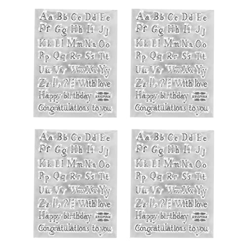GLOGLOW 4 X Transparente Stempel, Dekorative Stempel für Buchstaben, Transparente Stempel, Transparentes Prägestempel-Set für Scrapbooking, Bastelkartenherstellung von GLOGLOW