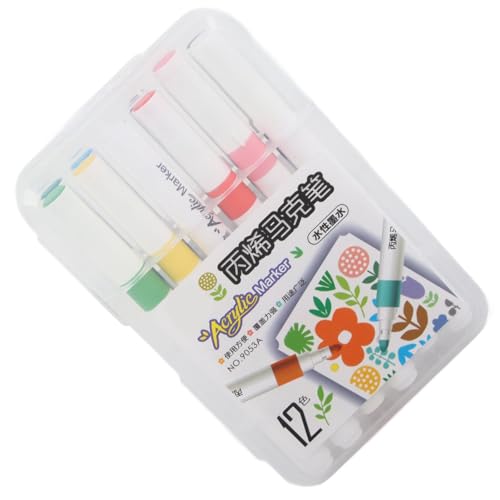 GLOGLOW Acrylfarbenmarkierungen auf Wasser -Basis von Acrylfarben Galmano Reduzierer Acrylreduktion für Porzellankeramikmetall, 12 oder 24 oder 48 Acrylfarbenmarkierungen (12 Farben) von GLOGLOW