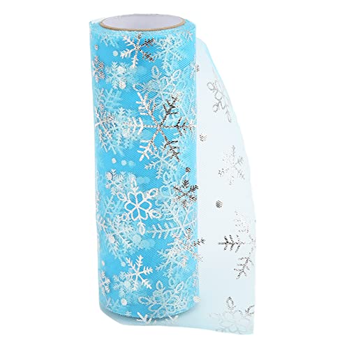 GLOGLOW Kreative Schneeflocke Tüllrollen, Glänzender Glitzer Zarte Weiche Blaue Tüllrolle Geschenk Krawatte Party Tischdekoration 10 YardTischdecken von GLOGLOW