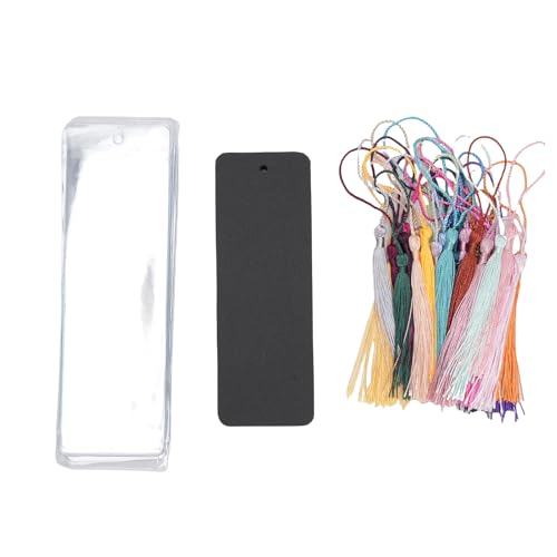 GLOGLOW Lesezeichen -Crafting -Kit, DIY Lesezeichen Making Set 30 mit Vorgebohrten Löchern Quasten Schutzhülsen Zum Malen von Kalligraphie -Party Gefälligkeiten (BLACK) von GLOGLOW