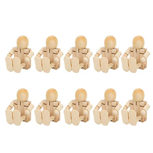 GLOGLOW Roboterfiguren aus Holz für Bastelarbeiten, Malerei für Heimdekoration, Formen von beweglichen Holzmenschen, flexibel für die Kreativität von Kindern, 10 Stück GLOGLOW Roboterfiguren aus Holz für Bastelarbeiten, Malerei für Heimdekoration, Formen von beweglichen Holzmenschen, flexibel für die Kreativität von Kindern, 10 Stück von GLOGLOW