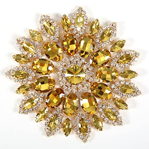 GLOGLOW Schmuckkette aus Kristallglas, Strass, Dekoration, transparent, Zubehör für Kleidung für Damen, DIY (Base aus Gelbgold mit Kristall) von GLOGLOW