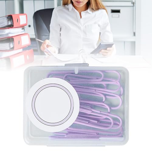 Metall Büroklammern, Büroklammern für Buchbindung, Einzigartige Farbe, Langlebig, Attraktiv für das Büro (50 mm Lavendel Lila) von GLOGLOW