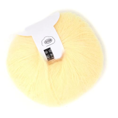 Mohair -Garn, Verschiedene Farben Weich Angora Langes Wollgarn für -Gewebe, Handwaschbar, mit Einem Beliebten Häkel, Weihnachtsgeschenkideen für Freund, Mitarbeiter, Kunden, 1 (02 Gänsegelb) von GLOGLOW