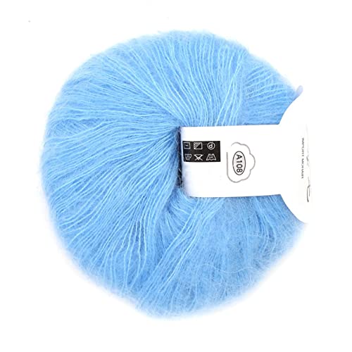 Mohair -Garn, Verschiedene Farben Weich Angora Langes Wollgarn für -Gewebe, Handwaschbar, mit Einem Beliebten Häkel, Weihnachtsgeschenkideen für Freund, Mitarbeiter, Kunden, 1 (08 Hellblau) von GLOGLOW