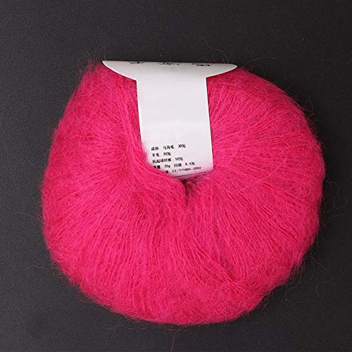 Mohair -Garn, Verschiedene Farben Weich Angora Langes Wollgarn für -Gewebe, Handwaschbar, mit Einem Beliebten Häkel, Weihnachtsgeschenkideen für Freund, Mitarbeiter, Kunden, 1 (13 Pfirsichpulver) von GLOGLOW