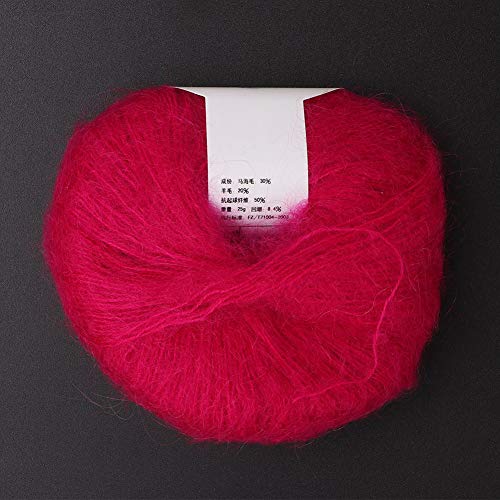 Mohair -Garn, Verschiedene Farben Weich Angora Langes Wollgarn für -Gewebe, Handwaschbar, mit Einem Beliebten Häkel, Weihnachtsgeschenkideen für Freund, Mitarbeiter, Kunden, 1 (14 Rose Rot) von GLOGLOW