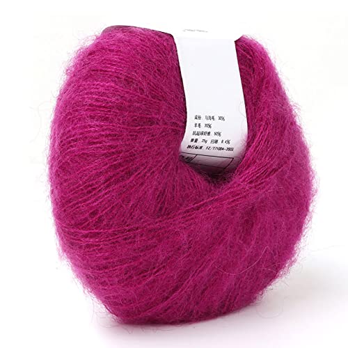 Mohair -Garn, Verschiedene Farben Weich Angora Langes Wollgarn für -Gewebe, Handwaschbar, mit Einem Beliebten Häkel, Weihnachtsgeschenkideen für Freund, Mitarbeiter, Kunden, 1 (15 tiefe Rosenrot) von GLOGLOW