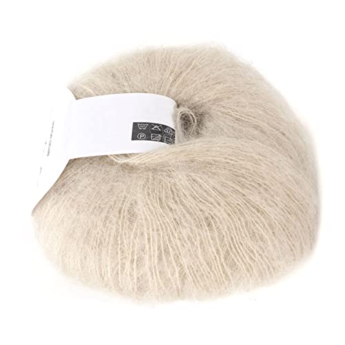 Mohair -Garn, Verschiedene Farben Weich Angora Langes Wollgarn für -Gewebe, Handwaschbar, mit Einem Beliebten Häkel, Weihnachtsgeschenkideen für Freund, Mitarbeiter, Kunden, 1 (17 Beige) von GLOGLOW
