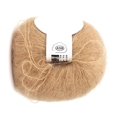 Mohair -Garn, Verschiedene Farben Weich Angora Langes Wollgarn für -Gewebe, Handwaschbar, mit Einem Beliebten Häkel, Weihnachtsgeschenkideen für Freund, Mitarbeiter, Kunden, 1 (18 Khaki) von GLOGLOW