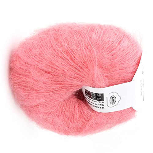 Mohair -Garn, Verschiedene Farben Weich Angora Langes Wollgarn für -Gewebe, Handwaschbar, mit Einem Beliebten Häkel, Weihnachtsgeschenkideen für Freund, Mitarbeiter, Kunden, 1 (32 Fleischpulver) von GLOGLOW