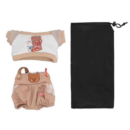 Plüsch Puppe Kleidung, Niedliche Baumwolle T-Shirt Overalls Gefüllte Puppe Figur Spielzeug Kleidung Bär Pullover Outfit für 20cm/7,87in Puppen Dress Up (Aprikose) von GLOGLOW