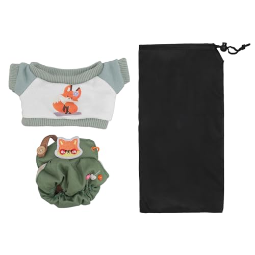 Plüsch Puppe Kleidung, Niedliche Baumwolle T-Shirt Overalls Gefüllte Puppe Figur Spielzeug Kleidung Bär Pullover Outfit für 20cm/7,87in Puppen Dress Up (GRÜN) von GLOGLOW