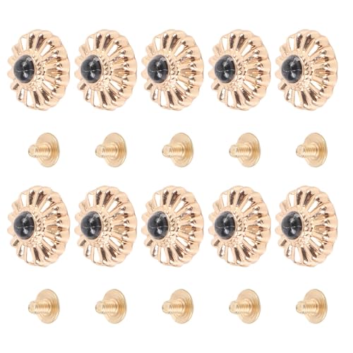 Runder Blumenschraubenknopf, 10 Stcs Schraubknopf 16,5 Mm Gold Blume Türkisschraubenschnecken mit 4,5 Mm Schrauben Verbesserung Beutel Attraktivität mit Stilvoller Dekoration Runder Blumenschraubenknopf, 10 Stcs Schraubknopf 16,5 Mm Gold Blume Türkisschraubenschnecken mit 4,5 Mm Schrauben Verbesserung Beutel Attraktivität mit Stilvoller Dekoration von GLOGLOW