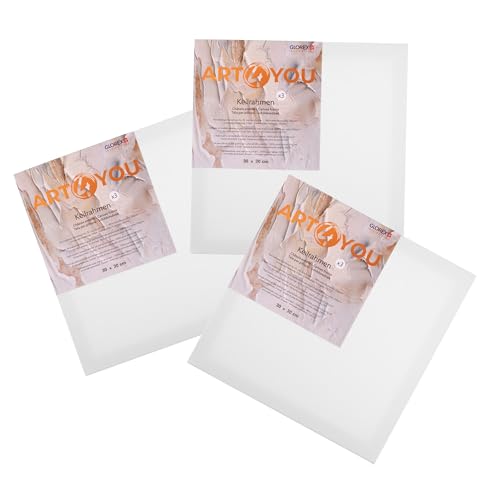 Art4You Keilrahmen – Künstlerleinwand auf FSC-Holzrahmen, 100% Baumwolle, grundiert & malfertig, ideal für Acryl, Öl & Mixed Media (3er Pack 30x30) von GLOREX