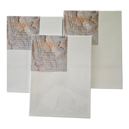 Art4You Keilrahmen – Künstlerleinwand auf FSC-Holzrahmen, 100% Baumwolle, grundiert & malfertig, ideal für Acryl, Öl & Mixed Media (3er Pack 30x40) von GLOREX