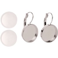 Cabochon-Ohrringe mit Verschlußhaken von Silber