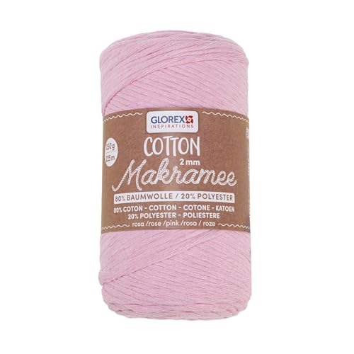 GLOREX 5 1008 30 - Makramee Cotton 2 mm, 250 g, Rose, Länge 225 m, dreifachgedrehtes Baumwollgarn, 100 % Baumwolle, zum Häkeln, Stricken, Knüpfen und Gestalten GLOREX 5 1008 30 - Makramee Cotton 2 mm, 250 g, Rose, Länge 225 m, dreifachgedrehtes Baumwollgarn, 100 % Baumwolle, zum Häkeln, Stricken, Knüpfen und Gestalten von GLOREX