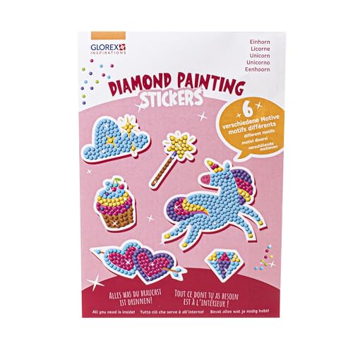 GLOREX 6 1242 702 - Diamond Painting Stickers, Motiv: Einhorn, Bastelset zum Malen mit Glitzersteinchen, für Kinder ab 6 Jahren GLOREX 6 1242 702 - Diamond Painting Stickers, Motiv: Einhorn, Bastelset zum Malen mit Glitzersteinchen, für Kinder ab 6 Jahren von GLOREX