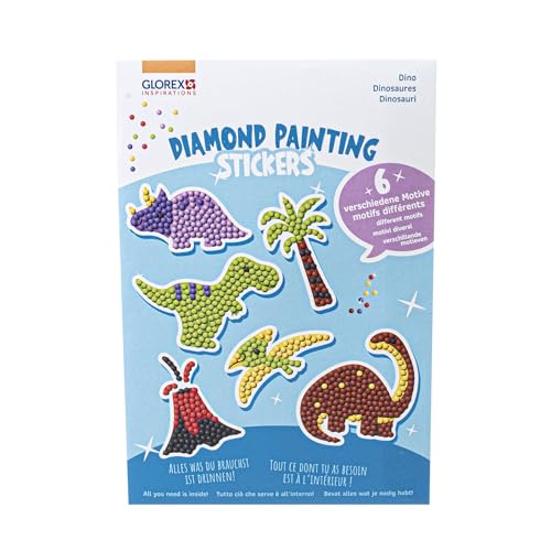 GLOREX 6 1242 703 - Diamond Painting Stickers, Motiv: Dino, Bastelset zum Malen mit Glitzersteinchen, für Kinder ab 6 Jahren GLOREX 6 1242 703 - Diamond Painting Stickers, Motiv: Dino, Bastelset zum Malen mit Glitzersteinchen, für Kinder ab 6 Jahren von GLOREX