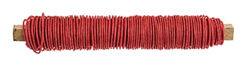 GLOREX 6 1280 223 - Papierwickeldraht aufgewickelt 0,8 mm, Länge 22 m, rot, zum Basteln und Binden von Gestecken und Kränzen von GLOREX