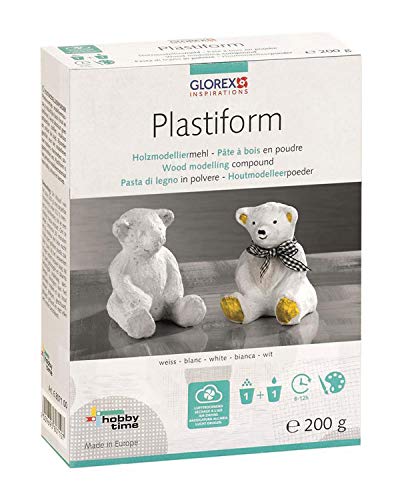 GLOREX 6 8071 00 - Plastiform Holzmodelliermehl elfenbein, aus Fichtenholz, 200 g Box, lufttrocknende Modelliermasse, leicht wie Holz GLOREX 6 8071 00 - Plastiform Holzmodelliermehl elfenbein, aus Fichtenholz, 200 g Box, lufttrocknende Modelliermasse, leicht wie Holz von GLOREX