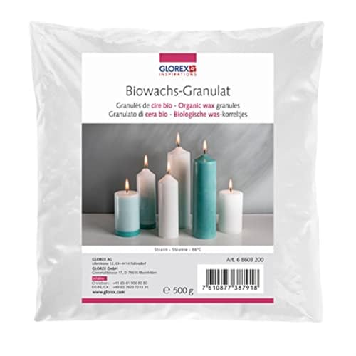 GLOREX 6 8603 200 - Biowachs 500 g, Granulat aus verfestigtem Palmöl, weiß in Porzellanoptik, ideal zur Kerzenherstellung, Farben und Aromen können hinzugefügt werden, für kreative Bastelarbeiten GLOREX 6 8603 200 - Biowachs 500 g, Granulat aus verfestigtem Palmöl, weiß in Porzellanoptik, ideal zur Kerzenherstellung, Farben und Aromen können hinzugefügt werden, für kreative Bastelarbeiten von GLOREX