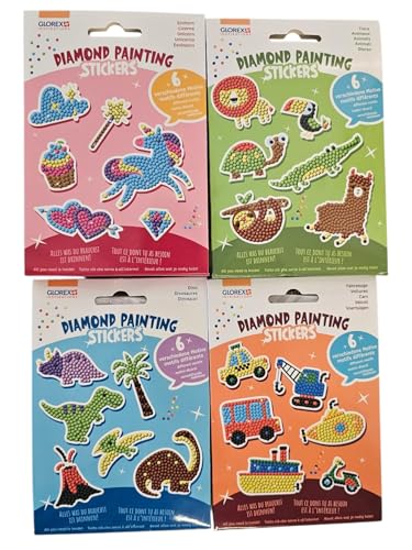 GLOREX Diamond Painting Stickers 4 Sets mit 24 Motiven von GLOREX