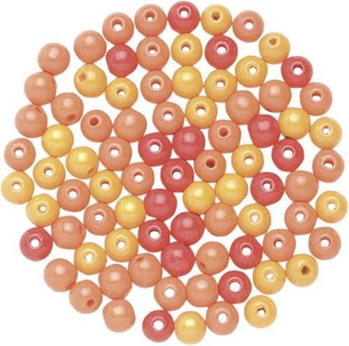 GLOREX Holzperle 47St Mix, Holz, Orange, 11 x 8.5 x 1 cm von GLOREX