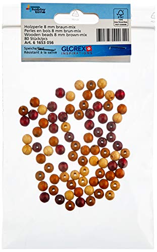 GLOREX Holzperle 80St Mix, Holz, Braun, 11 x 8.5 x 1 cm von GLOREX