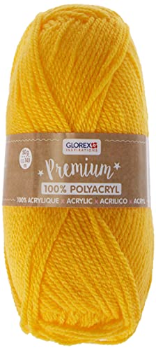 Glorex 5 1001 01 - Premium Wolle aus 100 % Acryl, leicht zu verarbeiten, vielseitig einsetzbar, wärmend, weich, nicht kratzend, 50 g, ca. 140 m, gelb Glorex 5 1001 01 - Premium Wolle aus 100 % Acryl, leicht zu verarbeiten, vielseitig einsetzbar, wärmend, weich, nicht kratzend, 50 g, ca. 140 m, gelb von GLOREX