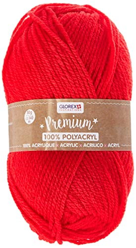 Glorex 5 1001 02 - Premium Wolle aus 100 % Acryl, leicht zu verarbeiten, vielseitig einsetzbar, wärmend, weich, nicht kratzend, 50 g, ca. 140 m, rot Glorex 5 1001 02 - Premium Wolle aus 100 % Acryl, leicht zu verarbeiten, vielseitig einsetzbar, wärmend, weich, nicht kratzend, 50 g, ca. 140 m, rot von GLOREX
