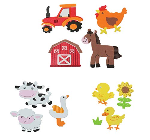 Glorex 6 2247 708 - Moosgummi Sticker Bauernhof, selbstklebend, 29 Stück, sortiert in verschiedenen Motiven, ideal zum Verzieren und Dekorieren von Grußkarten, für Scrapbooking, usw. von GLOREX