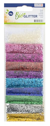 Glorex 6 2820 452 - Bio Glitter grob, insgesamt 20 g Glitzer in 10 Farben, besteht aus Zellulose, zum Verzieren von Grußkarten, Bastelarbeiten uvm. Glorex 6 2820 452 - Bio Glitter grob, insgesamt 20 g Glitzer in 10 Farben, besteht aus Zellulose, zum Verzieren von Grußkarten, Bastelarbeiten uvm. von GLOREX