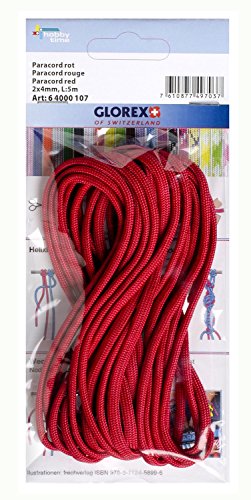 Glorex 6 4000 107 - Paracord rot, 2 x 4 mm, 5 m lang, hoch reißfestes Nylonseil, zum Knüpfen von Armbändern, Leinen und Bändern Glorex 6 4000 107 - Paracord rot, 2 x 4 mm, 5 m lang, hoch reißfestes Nylonseil, zum Knüpfen von Armbändern, Leinen und Bändern von GLOREX