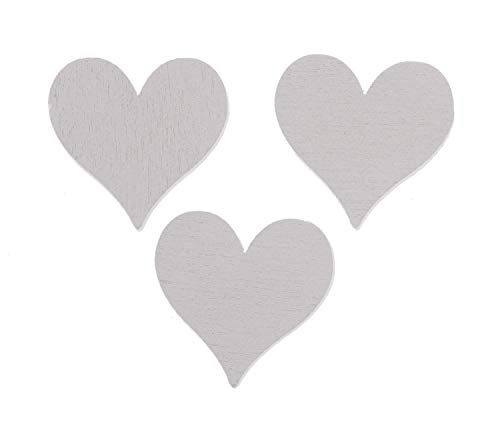 Glorex 6 7103 377 - Holzstreuteile in Form von Herzen, Packung mit 15 Stück, weiß lackiert, je ca. 2,3 x 0,3 cm groß, ideal zur Tischdekoration bei Hochzeiten, Jahrestag oder Valentinstag von GLOREX