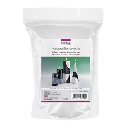 Glorex 6 8601 2 - Kompositionswachs 1000 g, gebrauchsfertige Wachsmischung in Granulatform, zur Kerzenherstellung, für eine gute Brennqualität und eine ruhige Flamme Glorex 6 8601 2 - Kompositionswachs 1000 g, gebrauchsfertige Wachsmischung in Granulatform, zur Kerzenherstellung, für eine gute Brennqualität und eine ruhige Flamme von GLOREX