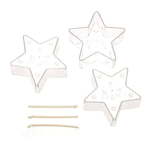 Glorex 6 9732 080 Kerzen-Gießform für Teelichter in Sternform, 3 Formen je 5,5 x 5,5 x 2,5 cm groß, aus Polycarbonat, hitzebeständig bis zu 140 °C, mit Docht, bunt, one size von GLOREX