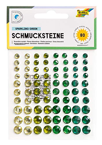 folia 12301 - Deko Schmucksteine Sparkling Green, selbstklebend, 80 Stück, mit Diamantschliff - ideal zum Verzieren und Dekorieren Ihrer Bastelarbeiten von GLOREX