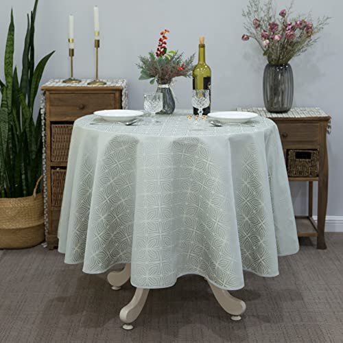 GLORY SEASON Strukturierte Tischdecke,waschbar,modernes geometrisches Muster,Solider,Schwerer Stoff,Tischdecke,Tischdecke für Küche,Esszimmer,Tischdekoration (Graugrün, 180cm Runden) von GLORY SEASON