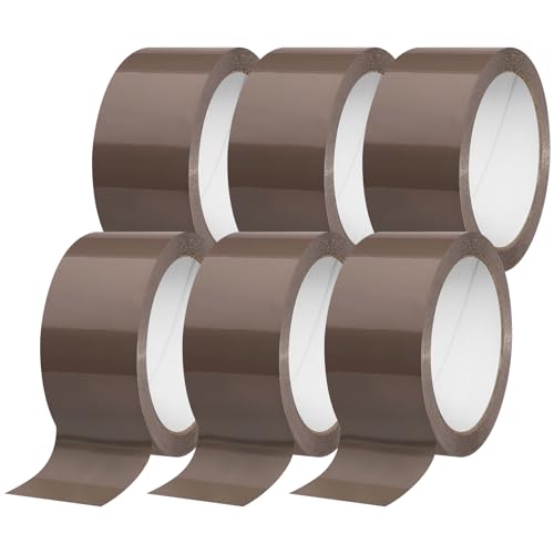 GLOSKIN 6 Stücke Paketklebeband, Paketband, 50 mm x 66 m Packband Braun, Stilles Klebeband, für Verpackungspakete und Mail von GLOSKIN