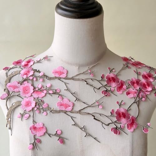 2 x Pflaumenblütenapplikationen zum Aufbügeln, rosa Stickerei, Blumenranke, für Kleidung, Kostüme 2 x Pflaumenblütenapplikationen zum Aufbügeln, rosa Stickerei, Blumenranke, für Kleidung, Kostüme von GLSHAN