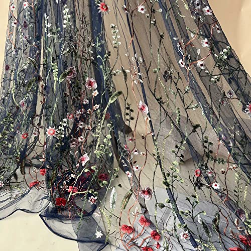 Zarte Blumenpflanze, Spitzenstoff, 91 cm, Stickerei, Blumenblätter, Tüll für Ballkleid, Kostüme, marineblau Zarte Blumenpflanze, Spitzenstoff, 91 cm, Stickerei, Blumenblätter, Tüll für Ballkleid, Kostüme, marineblau von GLSHAN