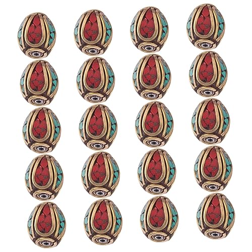 GLSTOY 1 Satz Nepalese Messingperlen Mit Türkis Einlage Spacer Beads Für Diy Schmuckherstellung Buddha Perlen Für Kreative Projekte Und Bastelarbeiten 20 Stück von GLSTOY