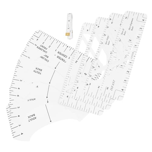 GLSTOY 1 Set Kragenkalibrierungswerkzeug, T Shirt Lineal, T Shirt Platzierungsführung, Lineal, T Shirt Stickerei Platzierungsführung, T Shirt Lineal, Messwerkzeug Für Vorder Und von GLSTOY