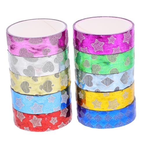GLSTOY 10 Rollen Handbuch Aufkleberband, Glitzerband, Aufkleberalbum, DIY Aufkleber, Partyzubehör, Geschenkverpackung, Washi Klebeband, DIY Papierband, DIY Bastelarbeiten, Washi GLSTOY 10 Rollen Handbuch Aufkleberband, Glitzerband, Aufkleberalbum, DIY Aufkleber, Partyzubehör, Geschenkverpackung, Washi Klebeband, DIY Papierband, DIY Bastelarbeiten, Washi von GLSTOY